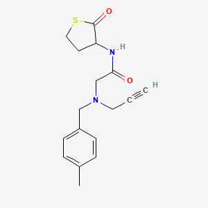 molecular formula C17H20N2O2S B2506890 2-[(4-Methylphenyl)methyl-prop-2-ynylamino]-N-(2-oxothiolan-3-yl)acetamide CAS No. 1465386-32-6