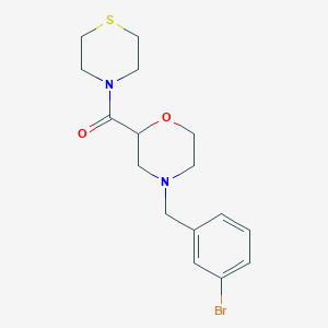 molecular formula C16H21BrN2O2S B2506894 [4-[(3-Bromophenyl)methyl]morpholin-2-yl]-thiomorpholin-4-ylmethanone CAS No. 2415492-17-8