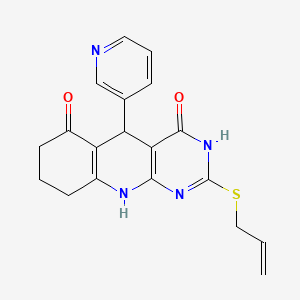 molecular formula C19H18N4O2S B2506896 2-(allylthio)-5-(pyridin-3-yl)-7,8,9,10-tetrahydropyrimido[4,5-b]quinoline-4,6(3H,5H)-dione CAS No. 627046-02-0