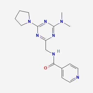molecular formula C16H21N7O B2506897 N-((4-(dimethylamino)-6-(pyrrolidin-1-yl)-1,3,5-triazin-2-yl)methyl)isonicotinamide CAS No. 2034357-05-4
