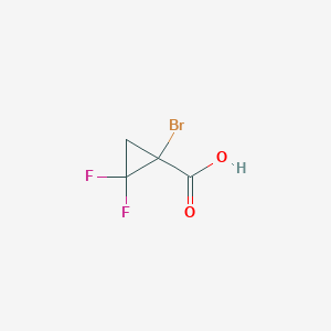 molecular formula C4H3BrF2O2 B2506901 1-溴-2,2-二氟环丙烷-1-羧酸 CAS No. 2416235-90-8