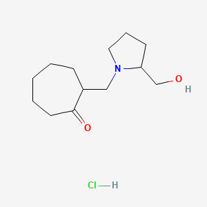 molecular formula C13H24ClNO2 B2506902 2-{[2-(Hydroxymethyl)pyrrolidin-1-yl]methyl}cycloheptan-1-one hydrochloride CAS No. 1909317-24-3
