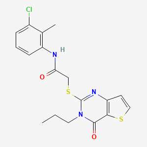molecular formula C18H18ClN3O2S2 B2506905 N-(3-氯-2-甲基苯基)-2-[(4-氧代-3-丙基-3,4-二氢噻吩并[3,2-d]嘧啶-2-基)硫代]乙酰胺 CAS No. 1252906-35-6