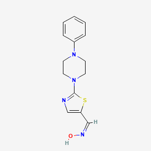 molecular formula C14H16N4OS B2506920 2-(4-Phenylpiperazino)-1,3-thiazole-5-carbaldehyde oxime CAS No. 477886-90-1