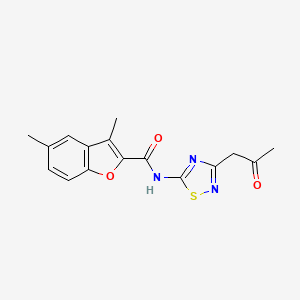 molecular formula C16H15N3O3S B2506927 3,5-dimethyl-N-[3-(2-oxopropyl)-1,2,4-thiadiazol-5-yl]-1-benzofuran-2-carboxamide CAS No. 878727-95-8