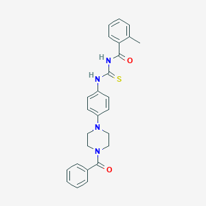 molecular formula C26H26N4O2S B250693 N-[4-(4-benzoyl-1-piperazinyl)phenyl]-N'-(2-methylbenzoyl)thiourea 