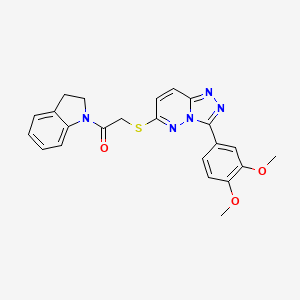 molecular formula C23H21N5O3S B2506931 2-((3-(3,4-Dimethoxyphenyl)-[1,2,4]triazolo[4,3-b]pyridazin-6-yl)thio)-1-(indolin-1-yl)ethanone CAS No. 852437-31-1