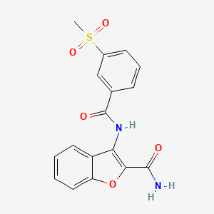 molecular formula C17H14N2O5S B2506942 3-(3-(Methylsulfonyl)benzamido)benzofuran-2-carboxamide CAS No. 896291-55-7