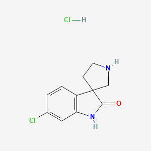 molecular formula C11H12Cl2N2O B2506951 6-Chloro-1,2-dihydrospiro[indole-3,3'-pyrrolidin]-2-one hydrochloride CAS No. 2173991-58-5