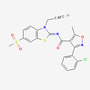 molecular formula C22H16ClN3O4S2 B2506954 (E)-3-(2-氯苯基)-5-甲基-N-(6-(甲磺酰基)-3-(丙-2-炔-1-基)苯并[d]噻唑-2(3H)-亚甲基)异恶唑-4-甲酰胺 CAS No. 1173323-68-6