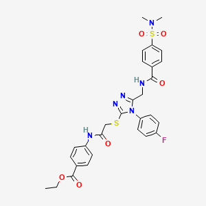 molecular formula C29H29FN6O6S2 B2506960 4-(2-((5-((4-(N,N-二甲基氨磺酰)苯甲酰胺)甲基)-4-(4-氟苯基)-4H-1,2,4-三唑-3-基)硫代)乙酰氨基)苯甲酸乙酯 CAS No. 310427-28-2