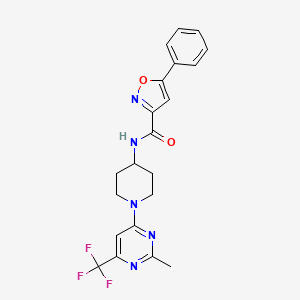 molecular formula C21H20F3N5O2 B2506963 N-(1-(2-甲基-6-(三氟甲基)嘧啶-4-基)哌啶-4-基)-5-苯基异噁唑-3-甲酰胺 CAS No. 2034406-12-5