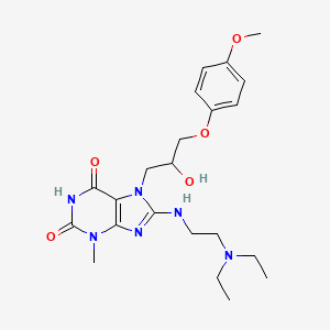 molecular formula C22H32N6O5 B2506972 8-((2-(diethylamino)ethyl)amino)-7-(2-hydroxy-3-(4-methoxyphenoxy)propyl)-3-methyl-1H-purine-2,6(3H,7H)-dione CAS No. 335403-84-4