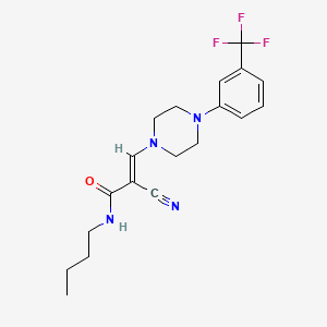 molecular formula C19H23F3N4O B2506976 (E)-N-butyl-2-cyano-3-(4-(3-(trifluoromethyl)phenyl)piperazin-1-yl)acrylamide CAS No. 885180-38-1