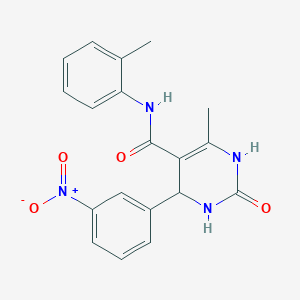molecular formula C19H18N4O4 B2506981 6-methyl-4-(3-nitrophenyl)-2-oxo-N-(o-tolyl)-1,2,3,4-tetrahydropyrimidine-5-carboxamide CAS No. 333767-99-0
