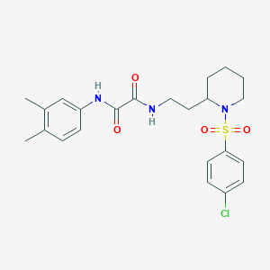 molecular formula C23H28ClN3O4S B2506989 N1-(2-(1-((4-chlorophenyl)sulfonyl)piperidin-2-yl)ethyl)-N2-(3,4-dimethylphenyl)oxalamide CAS No. 898426-12-5