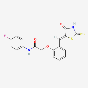 N-(4-fluorophenyl)-2-[2-[(Z)-(4-oxo-2-sulfanylidene-1,3-thiazolidin-5-ylidene)methyl]phenoxy]acetamide
