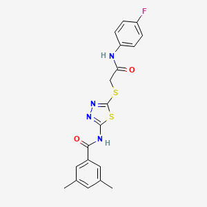 N-(5-((2-((4-fluorophenyl)amino)-2-oxoethyl)thio)-1,3,4-thiadiazol-2-yl)-3,5-dimethylbenzamide