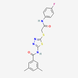 molecular formula C19H17FN4O2S2 B2506996 N-(5-((2-((4-氟苯基)氨基)-2-氧代乙基)硫代)-1,3,4-噻二唑-2-基)-3,5-二甲基苯甲酰胺 CAS No. 392297-76-6