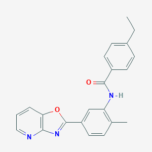 molecular formula C22H19N3O2 B250700 4-ethyl-N-(2-methyl-5-[1,3]oxazolo[4,5-b]pyridin-2-ylphenyl)benzamide 