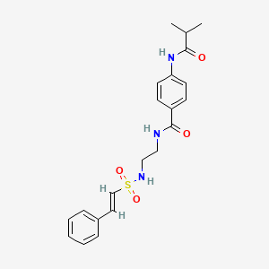 molecular formula C21H25N3O4S B2507003 (E)-4-isobutyramido-N-(2-(2-phenylvinylsulfonamido)ethyl)benzamide CAS No. 1105232-01-6