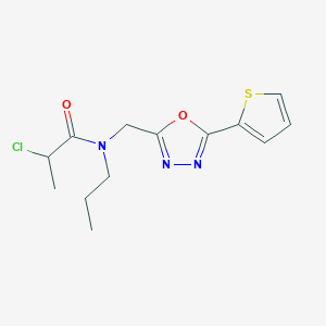 molecular formula C13H16ClN3O2S B2507006 2-Chloro-N-propyl-N-[(5-thiophen-2-yl-1,3,4-oxadiazol-2-yl)methyl]propanamide CAS No. 2411275-75-5