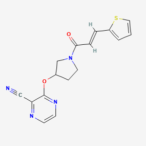 molecular formula C16H14N4O2S B2507008 (E)-3-((1-(3-(噻吩-2-基)丙烯酰)吡咯烷-3-基)氧基)吡嗪-2-腈 CAS No. 2035017-88-8