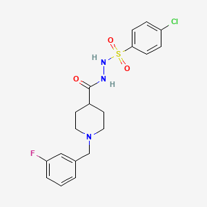 molecular formula C19H21ClFN3O3S B2507016 4-氯-N'-{[1-(3-氟苄基)-4-哌啶基]羰基}苯磺酰肼 CAS No. 478259-18-6