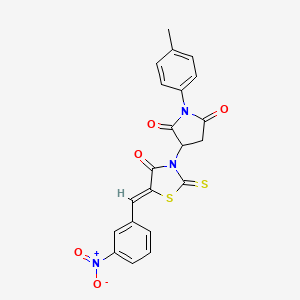 1-(4-methylphenyl)-3-[(5Z)-5-[(3-nitrophenyl)methylidene]-4-oxo-2-sulfanylidene-1,3-thiazolidin-3-yl]pyrrolidine-2,5-dione