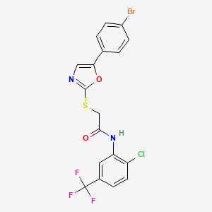 molecular formula C18H11BrClF3N2O2S B2507023 2-((5-(4-bromophenyl)oxazol-2-yl)thio)-N-(2-chloro-5-(trifluoromethyl)phenyl)acetamide CAS No. 1223939-77-2