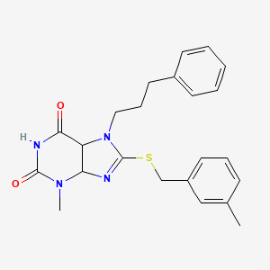 molecular formula C23H24N4O2S B2507024 3-methyl-8-{[(3-methylphenyl)methyl]sulfanyl}-7-(3-phenylpropyl)-2,3,6,7-tetrahydro-1H-purine-2,6-dione CAS No. 376623-03-9