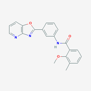 molecular formula C21H17N3O3 B250703 2-methoxy-3-methyl-N-(3-[1,3]oxazolo[4,5-b]pyridin-2-ylphenyl)benzamide 