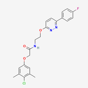 molecular formula C22H21ClFN3O3 B2507038 2-(4-chloro-3,5-dimethylphenoxy)-N-(2-((6-(4-fluorophenyl)pyridazin-3-yl)oxy)ethyl)acetamide CAS No. 1049206-36-1