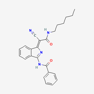 molecular formula C24H24N4O2 B2507044 N-[(3Z)-3-[1-cyano-2-(hexylamino)-2-oxoethylidene]isoindol-1-yl]benzamide CAS No. 881565-12-4