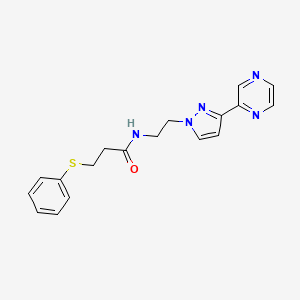 molecular formula C18H19N5OS B2507059 3-(phenylthio)-N-(2-(3-(pyrazin-2-yl)-1H-pyrazol-1-yl)ethyl)propanamide CAS No. 2034511-10-7