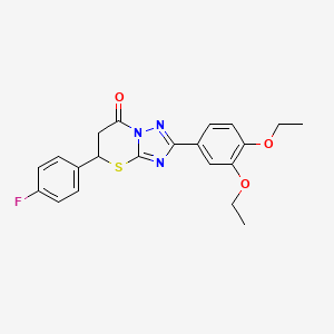molecular formula C21H20FN3O3S B2507063 2-(3,4-diethoxyphenyl)-5-(4-fluorophenyl)-5H-[1,2,4]triazolo[5,1-b][1,3]thiazin-7(6H)-one CAS No. 609792-41-8
