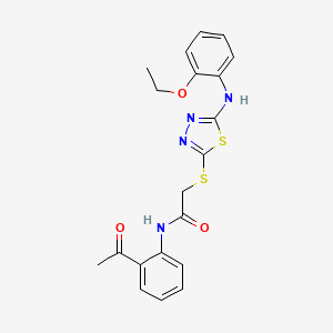 molecular formula C20H20N4O3S2 B2507064 N-(2-乙酰基苯基)-2-[[5-(2-乙氧基苯胺基)-1,3,4-噻二唑-2-基]硫代]乙酰胺 CAS No. 848594-81-0