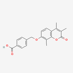 molecular formula C20H18O5 B2507066 4-{[(3,4,8-trimethyl-2-oxo-2H-chromen-7-yl)oxy]methyl}benzoic acid CAS No. 370584-43-3