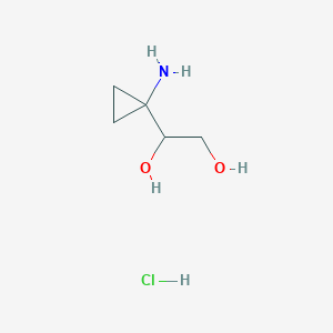 molecular formula C5H12ClNO2 B2507067 1-(1-氨基环丙基)乙烷-1,2-二醇；盐酸盐 CAS No. 2411200-09-2