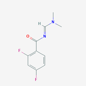 molecular formula C10H10F2N2O B2507082 N-[1-dimethylamino-meth-(E)-ylidene]-2,4-difluorobenzamide CAS No. 2379917-16-3