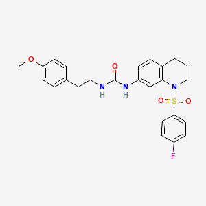 molecular formula C25H26FN3O4S B2507083 1-(1-((4-Fluorophenyl)sulfonyl)-1,2,3,4-tetrahydroquinolin-7-yl)-3-(4-methoxyphenethyl)urea CAS No. 1203138-66-2