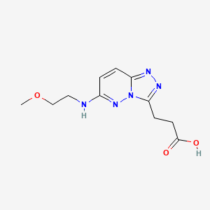 molecular formula C11H15N5O3 B2507086 3-{6-[(2-Methoxyethyl)amino][1,2,4]triazolo[4,3-b]pyridazin-3-yl}propanoic acid CAS No. 1573548-06-7