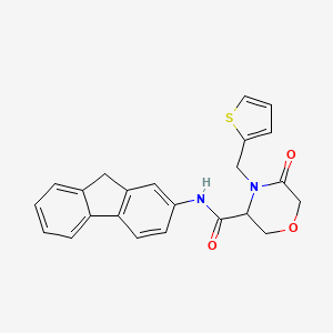 molecular formula C23H20N2O3S B2507092 N-(9H-fluoren-2-yl)-5-oxo-4-(thiophen-2-ylmethyl)morpholine-3-carboxamide CAS No. 1421441-17-9