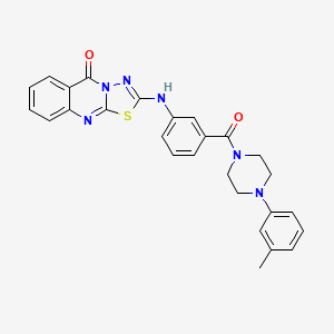 molecular formula C27H24N6O2S B2507097 2-((3-(4-(m-tolyl)piperazine-1-carbonyl)phenyl)amino)-5H-[1,3,4]thiadiazolo[2,3-b]quinazolin-5-one CAS No. 1114648-29-1