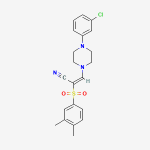 (E)-3-(4-(3-chlorophenyl)piperazin-1-yl)-2-((3,4-dimethylphenyl)sulfonyl)acrylonitrile