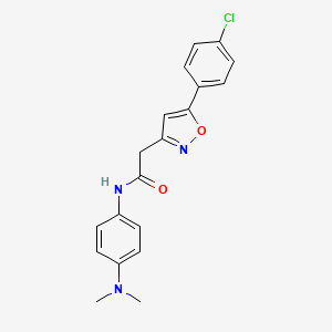 molecular formula C19H18ClN3O2 B2507101 2-(5-(4-氯苯基)异噁唑-3-基)-N-(4-(二甲基氨基)苯基)乙酰胺 CAS No. 946227-25-4