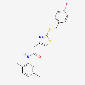 molecular formula C20H19FN2OS2 B2507102 N-(2,5-dimethylphenyl)-2-(2-((4-fluorobenzyl)thio)thiazol-4-yl)acetamide CAS No. 941981-77-7