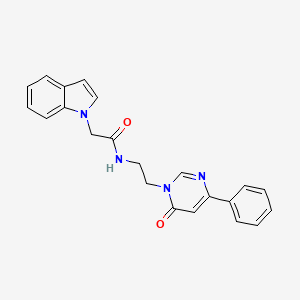 molecular formula C22H20N4O2 B2507112 2-(1H-吲哚-1-基)-N-(2-(6-氧代-4-苯基嘧啶-1(6H)-基)乙基)乙酰胺 CAS No. 1334374-04-7
