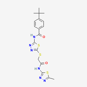 molecular formula C18H20N6O2S3 B2507113 4-(tert-butyl)-N-(5-((2-((5-methyl-1,3,4-thiadiazol-2-yl)amino)-2-oxoethyl)thio)-1,3,4-thiadiazol-2-yl)benzamide CAS No. 392319-26-5