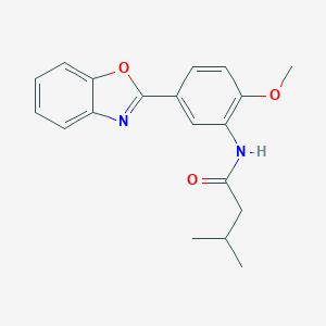 molecular formula C19H20N2O3 B250712 N-[5-(1,3-benzoxazol-2-yl)-2-methoxyphenyl]-3-methylbutanamide 